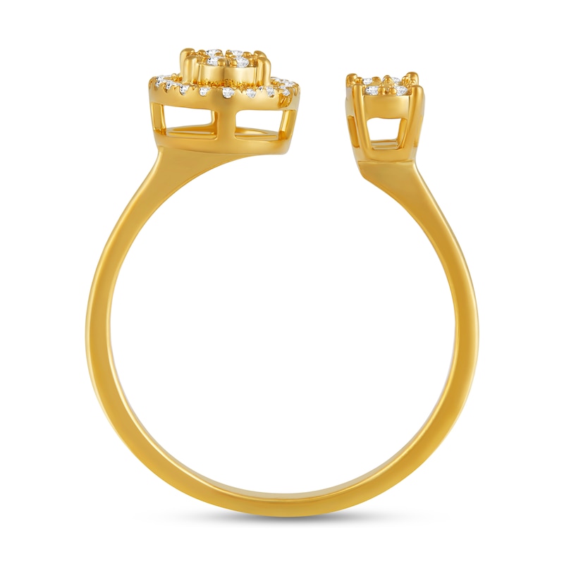 Main Image 2 of 1/4 CT. T.W. Oval Multi-Diamond Frame Open Shank Ring in 10K Gold