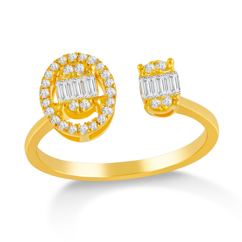 Main Image 4 of 1/4 CT. T.W. Oval Multi-Diamond Frame Open Shank Ring in 10K Gold