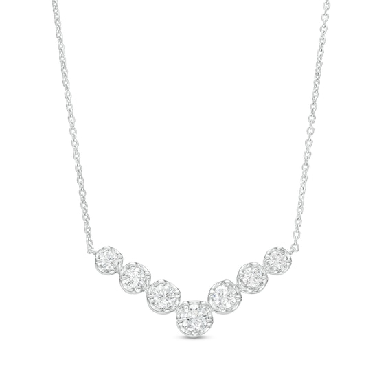 1 CT. T.w. Certified Lab-Grown Diamond Graduated Seven Stone Necklace in 14K White Gold (F/Si2)