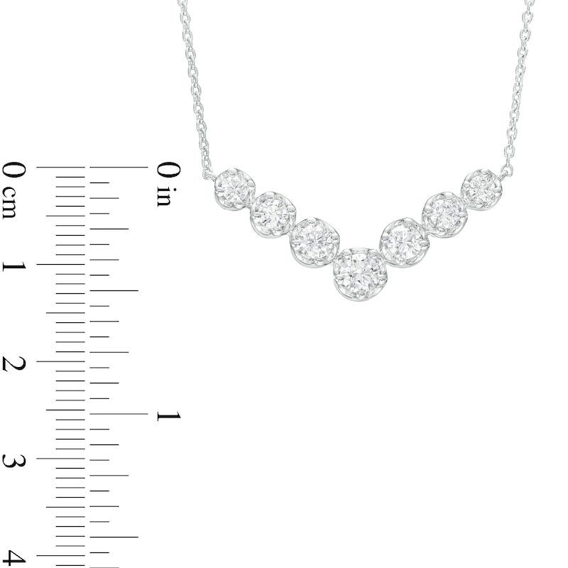 Main Image 3 of 1 CT. T.W. Certified Lab-Grown Diamond Graduated Seven Stone Necklace in 14K White Gold (F/SI2)