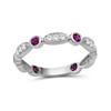 Thumbnail Image 1 of Alternating Lab-Created Ruby and White Lab-Created Sapphire Trio with Marquise Frame Art Deco Ring in Sterling Silver