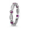 Thumbnail Image 3 of Alternating Lab-Created Ruby and White Lab-Created Sapphire Trio with Marquise Frame Art Deco Ring in Sterling Silver
