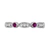 Thumbnail Image 4 of Alternating Lab-Created Ruby and White Lab-Created Sapphire Trio with Marquise Frame Art Deco Ring in Sterling Silver