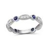 Thumbnail Image 1 of Alternating Blue and White Lab-Created Sapphire Trio with Marquise Frame Art Deco Ring in Sterling Silver