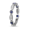 Thumbnail Image 3 of Alternating Blue and White Lab-Created Sapphire Trio with Marquise Frame Art Deco Ring in Sterling Silver