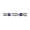 Thumbnail Image 4 of Alternating Blue and White Lab-Created Sapphire Trio with Marquise Frame Art Deco Ring in Sterling Silver
