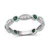 Thumbnail Image 1 of Alternating Lab-Created Emerald and White Lab-Created Sapphire Trio with Marquise Frame Art Deco Ring in Sterling Silver