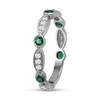 Thumbnail Image 3 of Alternating Lab-Created Emerald and White Lab-Created Sapphire Trio with Marquise Frame Art Deco Ring in Sterling Silver