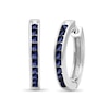 Thumbnail Image 1 of Blue Lab-Created Sapphire Channel-Set Ten Stone Hoop Earrings in Sterling Silver