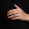 Thumbnail Image 2 of Blue Lab-Created Sapphire Double Row Vintage-Style Ring in Sterling Silver