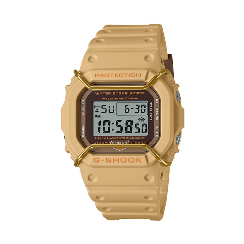 Men's Casio G-Shock Yellow IP Brown Watch with Square Brown Dial (Model: DW5600PT-5) | Zales