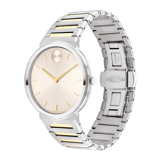 Men's Movado Bold Horizon Two-Tone IP Watch with Beige Dial (Model: 3601075)