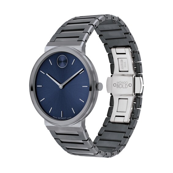 Men's Movado Bold Horizon Grey IP Watch with Blue Dial (Model: 3601076)