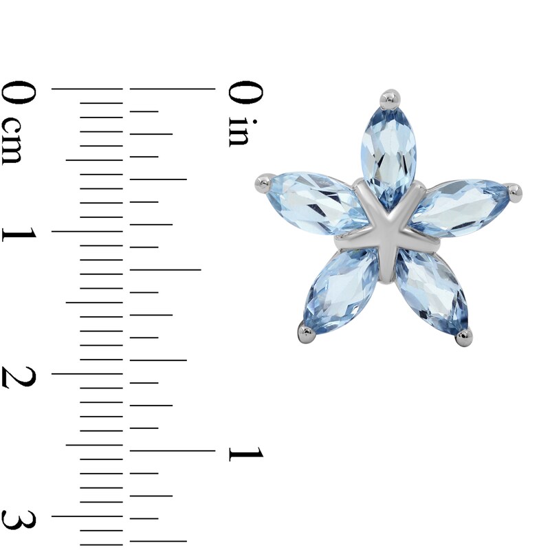 Main Image 3 of Marquise Blue Topaz Petals Star-Shaped Flower Stud Earrings in Sterling Silver