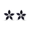 Thumbnail Image 1 of Marquise Black Sapphire Petals Star-Shaped Flower Stud Earrings in Sterling Silver