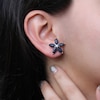Thumbnail Image 2 of Marquise Black Sapphire Petals Star-Shaped Flower Stud Earrings in Sterling Silver