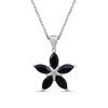 Thumbnail Image 1 of Marquise Black Sapphire Petals Star-Shaped Flower Drop Pendant in Sterling Silver