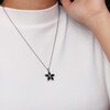 Thumbnail Image 2 of Marquise Black Sapphire Petals Star-Shaped Flower Drop Pendant in Sterling Silver