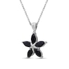 Thumbnail Image 3 of Marquise Black Sapphire Petals Star-Shaped Flower Drop Pendant in Sterling Silver