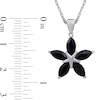 Thumbnail Image 4 of Marquise Black Sapphire Petals Star-Shaped Flower Drop Pendant in Sterling Silver