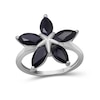 Thumbnail Image 0 of Marquise Black Sapphire Petals Star-Shaped Flower Ring in Sterling Silver