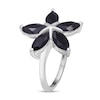Thumbnail Image 2 of Marquise Black Sapphire Petals Star-Shaped Flower Ring in Sterling Silver