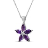 Thumbnail Image 2 of Marquise Amethyst Petals Star-Shaped Flower Drop Pendant in Sterling Silver
