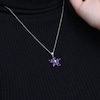 Thumbnail Image 3 of Marquise Amethyst Petals Star-Shaped Flower Drop Pendant in Sterling Silver