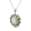 Thumbnail Image 3 of Oval Opal and Peridot with White Lab-Created Sapphire Edge Scallop Petal Frame Floral Drop Pendant in Sterling Silver