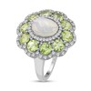 Thumbnail Image 3 of Oval Opal and Peridot with White Lab-Created Sapphire Edge Scallop Petal Frame Floral Ring in Sterling Silver