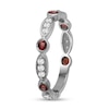 Thumbnail Image 3 of Alternating Garnet and White Lab-Created Zircon Trio with Marquise Frame Art Deco Ring in Sterling Silver