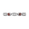 Thumbnail Image 4 of Alternating Garnet and White Lab-Created Zircon Trio with Marquise Frame Art Deco Ring in Sterling Silver