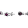 Thumbnail Image 3 of Oval Garnet and 1/20 CT. T.W. Diamond Beaded Buckle-Style Line Bracelet in Sterling Silver - 7.5"