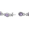 Thumbnail Image 3 of Oval Pink Quartz and 1/20 CT. T.W. Diamond Beaded Buckle-Style Line Bracelet in Sterling Silver - 7.5"