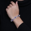 Thumbnail Image 2 of Oval Amethyst and 1/20 CT. T.W. Diamond Beaded Buckle-Style Line Bracelet in Sterling Silver - 7.5"