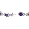 Thumbnail Image 3 of Oval Amethyst and 1/20 CT. T.W. Diamond Beaded Buckle-Style Line Bracelet in Sterling Silver - 7.5"