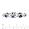 Thumbnail Image 4 of Oval Amethyst and 1/20 CT. T.W. Diamond Beaded Buckle-Style Line Bracelet in Sterling Silver - 7.5"