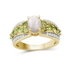 Thumbnail Image 1 of Oval Opal and Peridot with White Lab-Created Zircon Triple Row Tapered Shank Ring in Sterling Silver with 14K Gold Plate