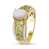 Thumbnail Image 3 of Oval Opal and Peridot with White Lab-Created Zircon Triple Row Tapered Shank Ring in Sterling Silver with 14K Gold Plate