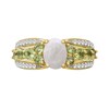 Thumbnail Image 4 of Oval Opal and Peridot with White Lab-Created Zircon Triple Row Tapered Shank Ring in Sterling Silver with 14K Gold Plate