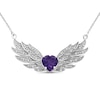 Thumbnail Image 1 of 8.0mm Heart-Shaped Amethyst and White Topaz Angel Wings Necklace in Sterling Silver