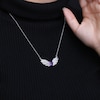 Thumbnail Image 2 of 8.0mm Heart-Shaped Amethyst and White Topaz Angel Wings Necklace in Sterling Silver