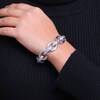 Thumbnail Image 1 of Graduated Tanzanite Bold Interlocking Chain Link Line Bracelet in Sterling Silver