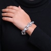 Thumbnail Image 2 of Graduated Blue Topaz Bold Interlocking Chain Link Line Bracelet in Sterling Silver