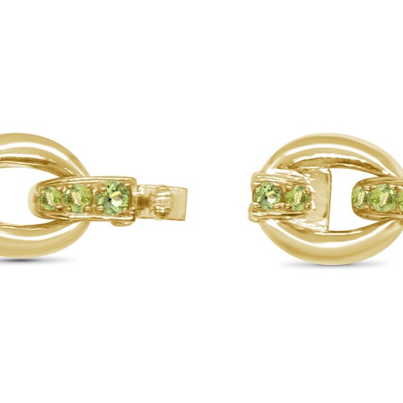 Graduated Peridot Bold Interlocking Chain Link Line Bracelet in Sterling Silver with 14K Gold Plate
