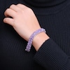 Thumbnail Image 2 of Sideways Oval Amethyst Triple Row Line Bracelet in Sterling Silver - 7.5"
