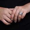 Thumbnail Image 2 of Sideways Oval Opal Solitaire Bold Interlocking Frame Chain Link Ring in Sterling Silver
