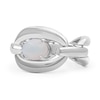 Thumbnail Image 3 of Sideways Oval Opal Solitaire Bold Interlocking Frame Chain Link Ring in Sterling Silver