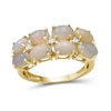 Thumbnail Image 1 of Oval Opal and White Lab-Created Zircon Double Row Eight Stone Ring in Sterling Silver with 14K Gold Plate