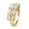 Thumbnail Image 3 of Oval Opal and White Lab-Created Zircon Double Row Eight Stone Ring in Sterling Silver with 14K Gold Plate